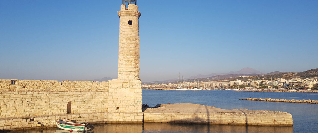 The Venetian lighthouse at the old harbour of Rethymno, Crete